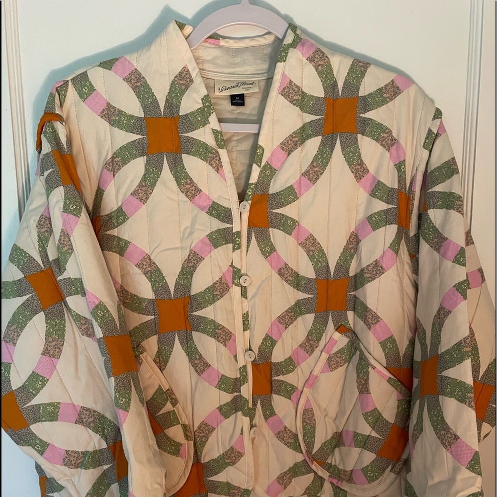 Colorful Cream Patchwork Quilted Jacket Coat